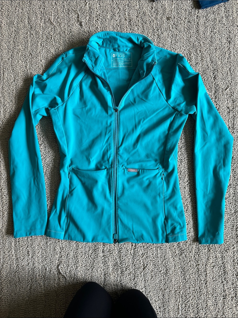 FIGS Women's Teal Contour Knit Scrub Jacket
